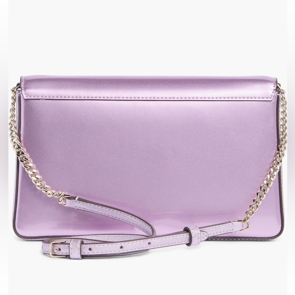 kate spade NWT Kenzie small Metallic Quartz Pink Convertinle Crossbody Clutch - Picture 6 of 16